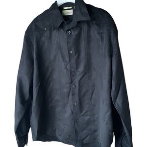 Cubavera Vintage Black Western Suede Shirt, L